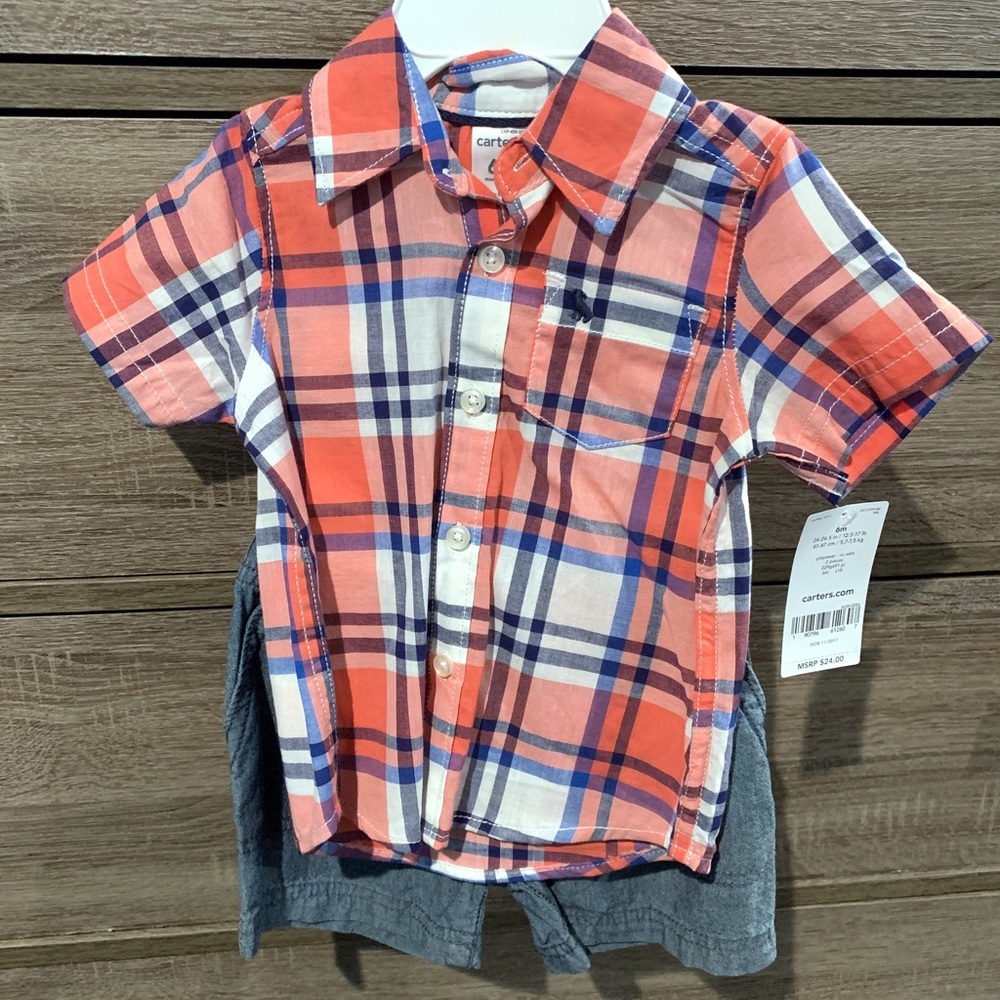 Carter’s 2-Piece Striped Button-Front & Short Set